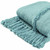 60" X 50" Blue Woven Cotton Throw Blanket with Fringe