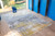 5' Gray and Yellow Round Abstract Non Skid Area Rug