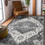 2' X 3' Ivory Black And Gray Medallion Area Rug