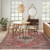 8' X 10' Blue and Red Oriental Power Loom Distressed Washable Non Skid Area Rug