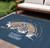 7' X 9' Blue Gold And White Transportation Youthful Flatweave Washable Area Rug