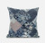 16" Deep Blue Gray Floral Suede Throw Pillow