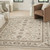 5' X 7' Cream Floral Distressed Area Rug