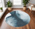 8' Blue and Gray Round Abstract Non Skid Area Rug 100% PET Home Accent