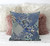 18" Blue Gray Floral Suede Throw Pillow