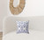 16" X 16" White And Blue Stencil Blown Seam Suede Throw Pillow