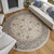 8' Tan Ivory And Gray Oriental Distressed Round Rug
