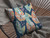 18” Orange Blue Tropical Leaf Suede Throw Pillow