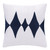 20" X 20" Blue And White 100% Cotton Diamond Zippered Pillow