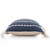 20" Navy Blue And Ivory Cotton Striped Throw Pillow with Fringe