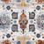 10' Ivory Orange And Blue Floral Runner Rug
