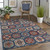 10' X 13' Blue Red And Tan Abstract Distressed Area Rug