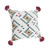 20" X 20" White Burgundy Tan And Teal 100% Cotton Geometric Zippered Pillow