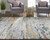 5' X 8' Blue and Gray Wool Abstract Hand Tufted Area Rug