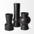 11" Black Abstract Cylinder Ceramic Table Vase