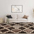 9' X 12' Brown Black And Ivory Quatrefoil Distressed Area Rug