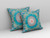 20" X 20" Blue And Green Geometric Blown Seam Suede Throw Pillow