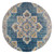 6' Blue Rust And Beige Medallion Round Rug