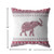 18” Red White Ornate Elephant Suede Throw Pillow