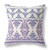 16" X 16" White And Purple Stencil Blown Seam Suede Throw Pillow