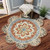 6' Orange And Red Wool Floral Hand Tufted Round Rug