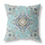16" Aqua Blue Floral Geometric Suede Throw Pillow
