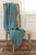 50" X 60" Teal Cotton Cable Knit Throw Blanket with Tassels