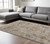 8' X 10' Tan and Red Floral Power Loom Distressed Non Skid Area Rug With Fringe