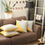 Set of Four 18" Yellow and Gray Color Block Fabric Throw Pillows