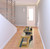 8' Blue And Beige Geometric Runner Rug