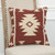 18" Red and Beige Cotton Throw Pillow