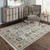 2' X 3' Blue Beige Grey Green Yellow And Rust Oriental Power Loom Stain Resistant Area Rug With Fringe