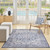 6' X 9' Gray Floral Power Loom Distressed Washable Area Rug