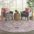 8' Gray Round Floral Power Loom Area Rug Polypropylene Home Accent