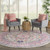 8' Gray Round Floral Power Loom Area Rug Polypropylene Home Accent
