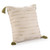 20" Olive Green And Ivory Cotton Striped Throw Pillow with Tassels