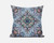 18" Pale Blue Pink Floral Medallion Suede Throw Pillow