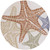 8' Ivory Yellow Orange And Green Round Starfish Indoor Outdoor Area Rug
