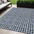 5' X 8' Navy Blue And Ivory Geometric Washable Indoor Outdoor Area Rug Transitional Style - Navy Blue, Ivory Color