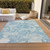 3' X 5' Sky Blue And Denim Blue Abstract Washable Indoor Outdoor Area Rug Transitional Style - Sky Blue, Denim Blue Color