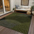 3' X 5' Olive Green And Black Geometric Washable Indoor Outdoor Area Rug
