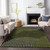 3' X 5' Olive Green And Black Geometric Washable Indoor Outdoor Area Rug