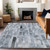 3' X 5' Blue And Gray Striped Washable Indoor Outdoor Area Rug