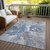 5' X 8' Denim Blue And Linen Abstract Washable Indoor Outdoor Area Rug