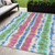 5' X 8' White Blue And Pink Striped Washable Indoor Outdoor Area Rug