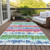 5' X 8' White Blue And Pink Striped Washable Indoor Outdoor Area Rug