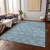 5' X 8' Teal Blue And Gray Floral Washable Indoor Outdoor Area Rug