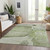 3' X 5' Artichoke Green And Gray Floral Washable Indoor Outdoor Area Rug