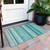 2' X 3' Aqua Striped Washable Indoor Outdoor Area Rug