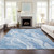 5' X 8' Denim Blue And Sky Blue Abstract Washable Indoor Outdoor Area Rug Transitional Style - Denim Blue, Sky Blue Color